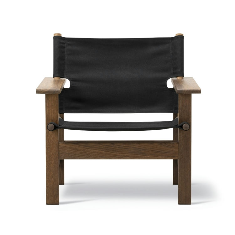 Fredericia Furniture Canvas Stol 2031 i Sort Lærred & Røget Eg