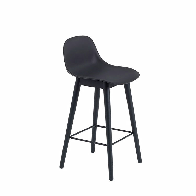 Muuto Fiber Barstol i Sort Refine Læder - 65 cm Højde