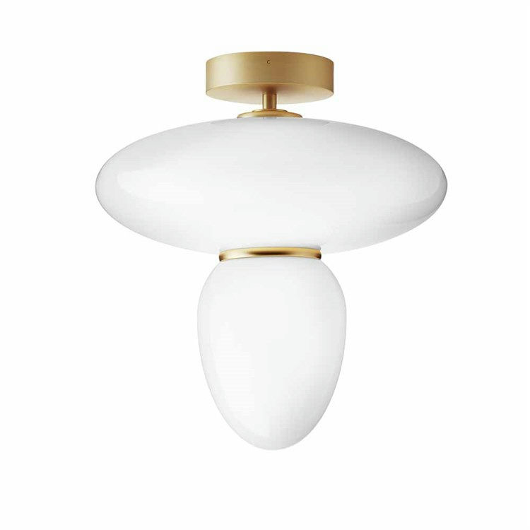 Nuura Rizzatto 42 Loftlampe i Satin Messing/Opal Hvid