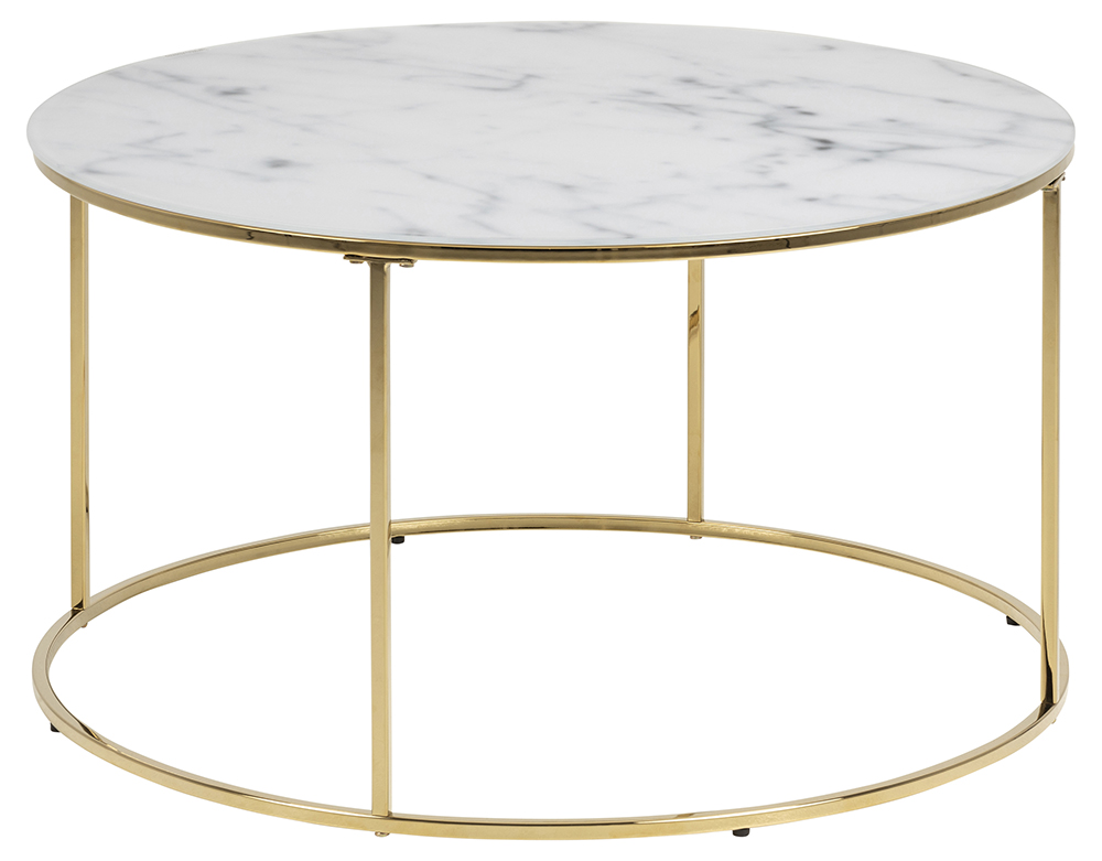ACT NORDIC Bolton -A1 sofabord - hvid/guld glas/metal, rund (Ø80)