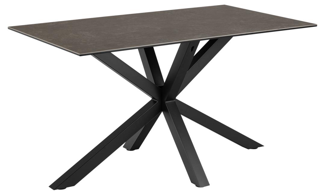 ACT NORDIC Heaven rektangulær spisebord, Top sort Fairbanks ru keramik, kryds Stel mat sort ru pulverlakeret stål, 135x80x75.5 cm