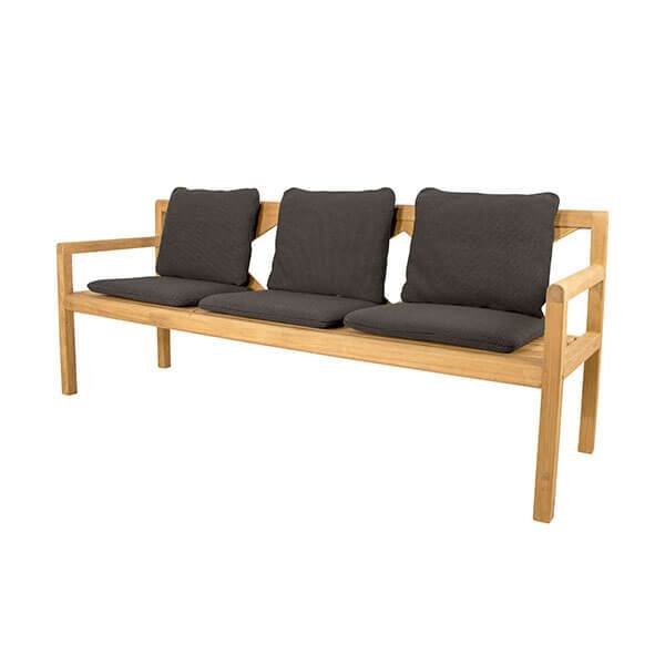 Cane-Line Grace 3-pers. bænk - Teak m. mørkegrå hynder