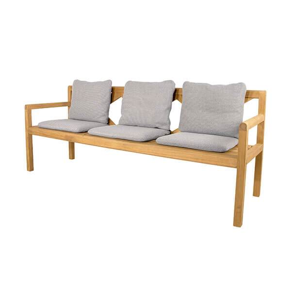 Cane-Line Grace 3-pers. bænk - Teak m. Lysegrå hynder