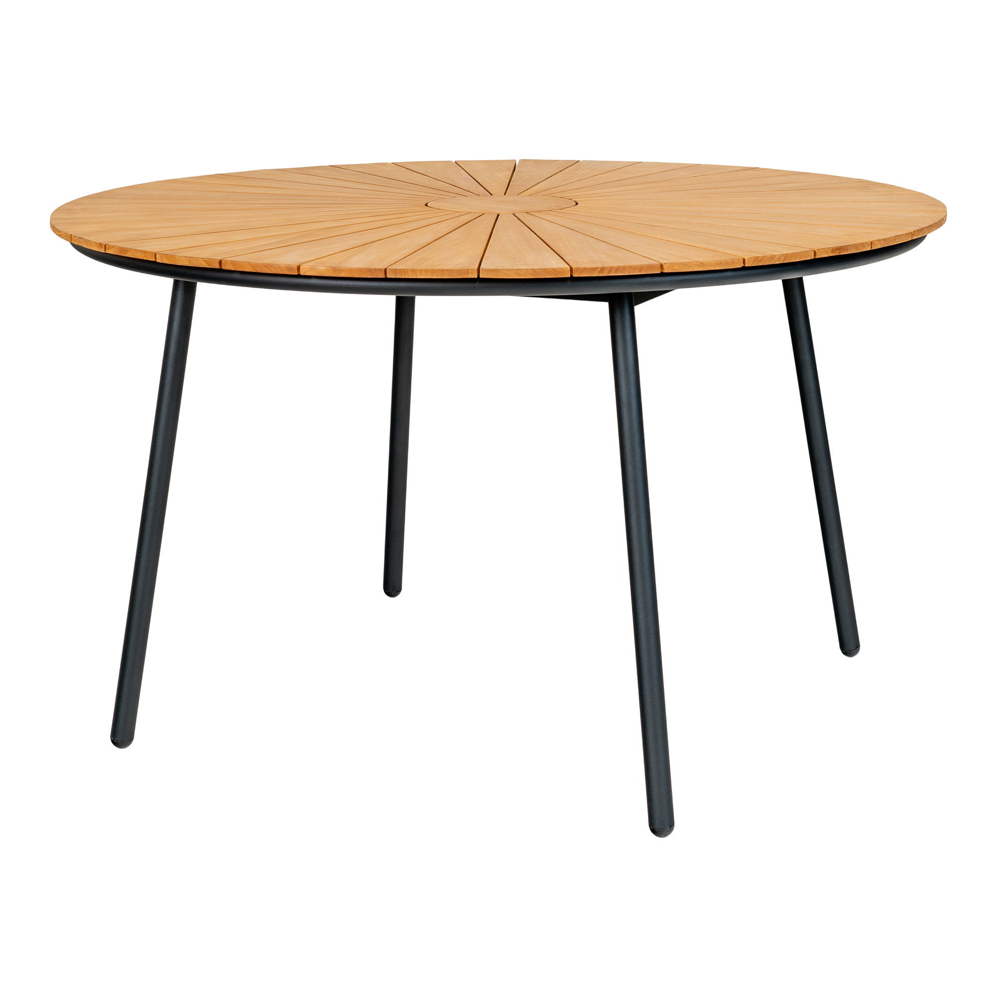HOUSE NORDICÂ Spisebord, teak bordplade, natur, sorte ben, ø130x74 cm