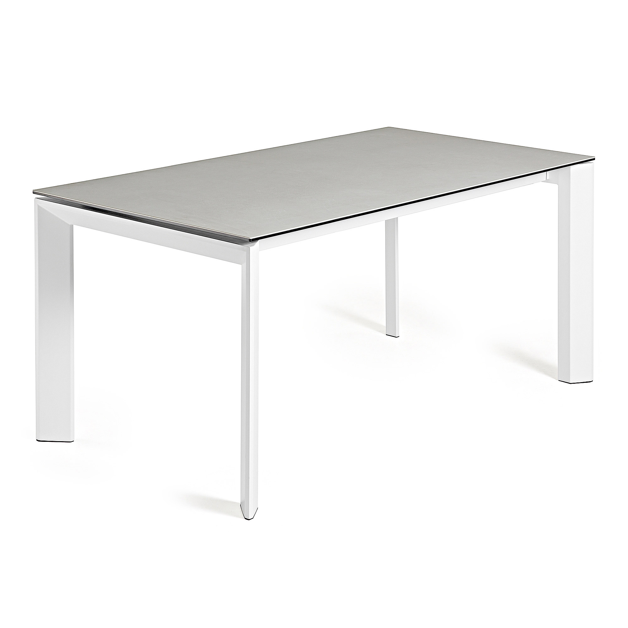 KAVE HOME Axis udtrækbart porcelænsbord i Hydra Lead finish med hvide ben 160 (220) cm