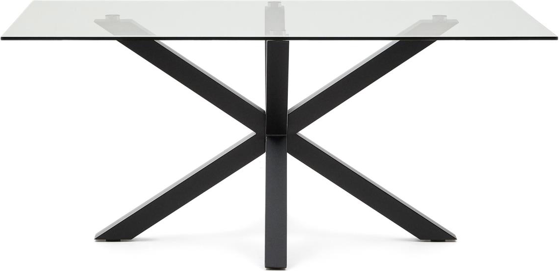 Argo, Spisebord, klar/sort, H75x160x90 cm, glas