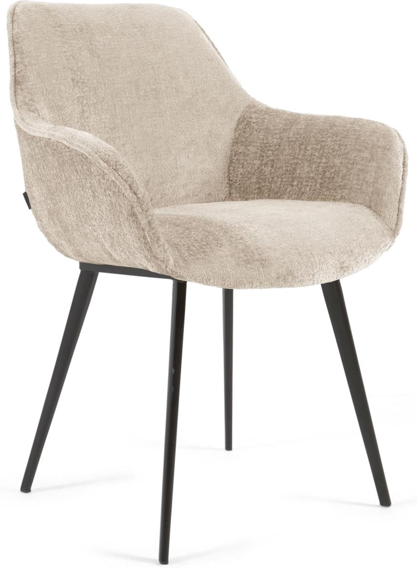 Amira, Spisebordsstol med armlæn, beige, stof
