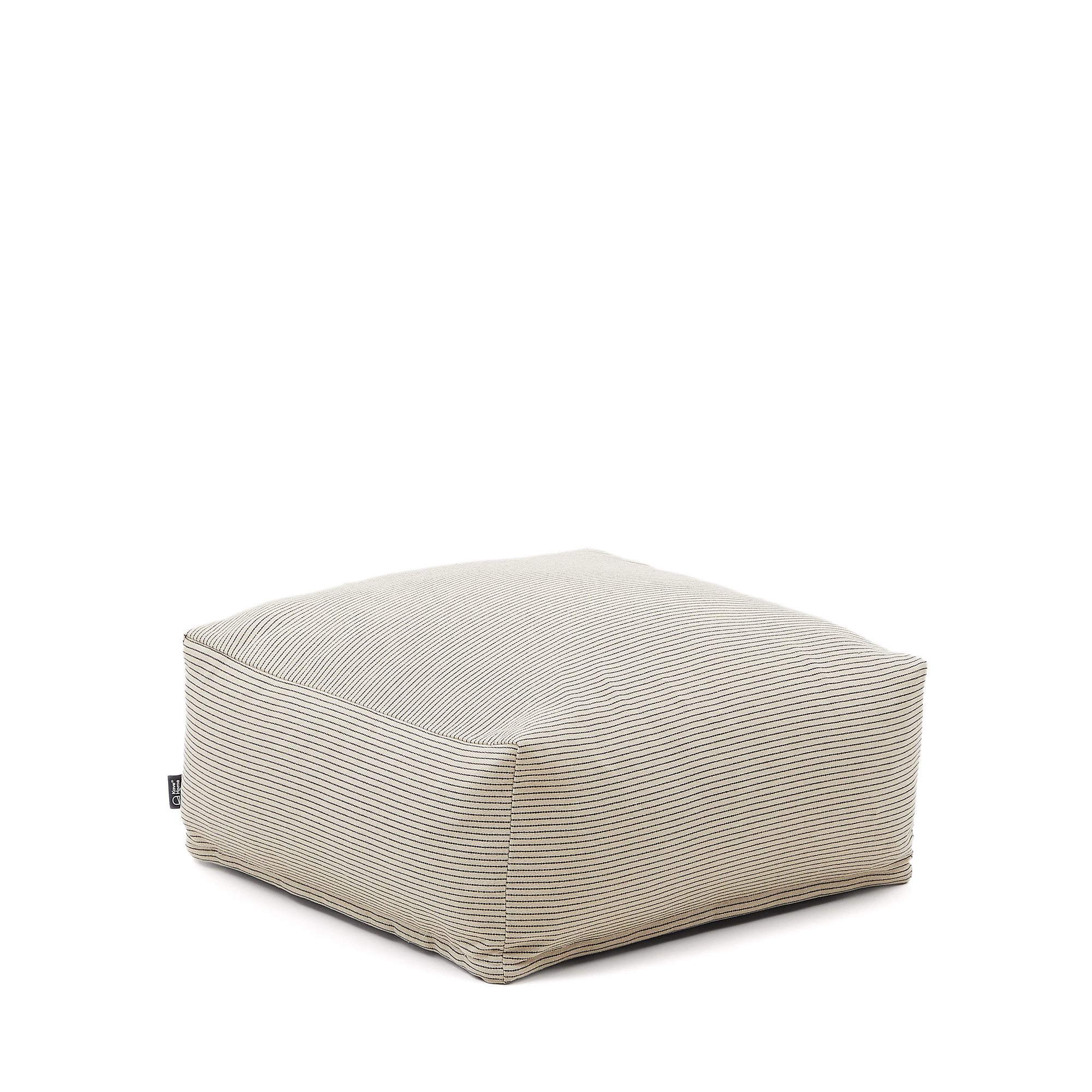 KAVE HOME Famara puf med aftageligt betræk i bomuld med ecru striber 60 x 60 x 40 cm