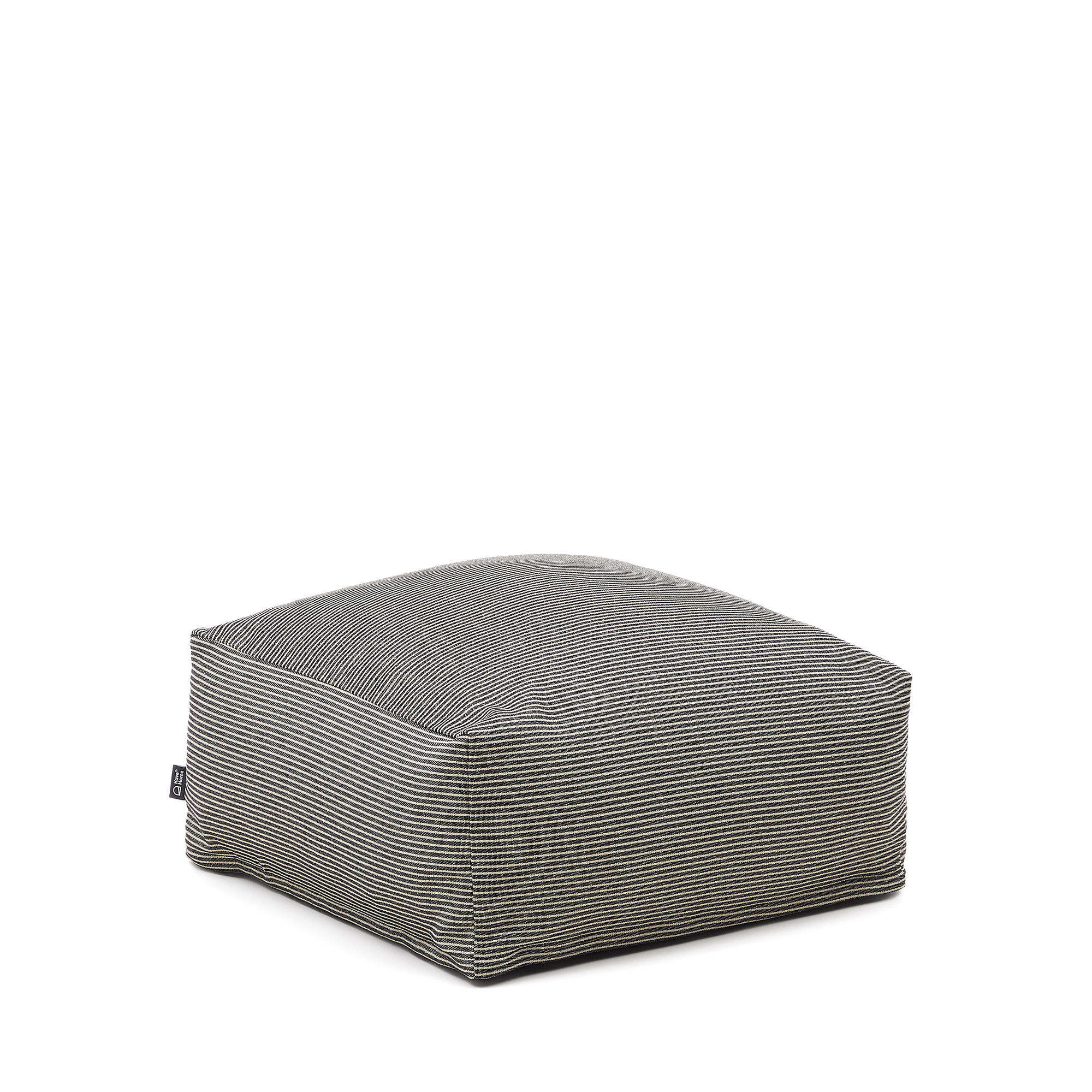 KAVE HOME Famara puf med aftageligt betræk i bomuld med marineblå striber 60 x 60 x 40 cm