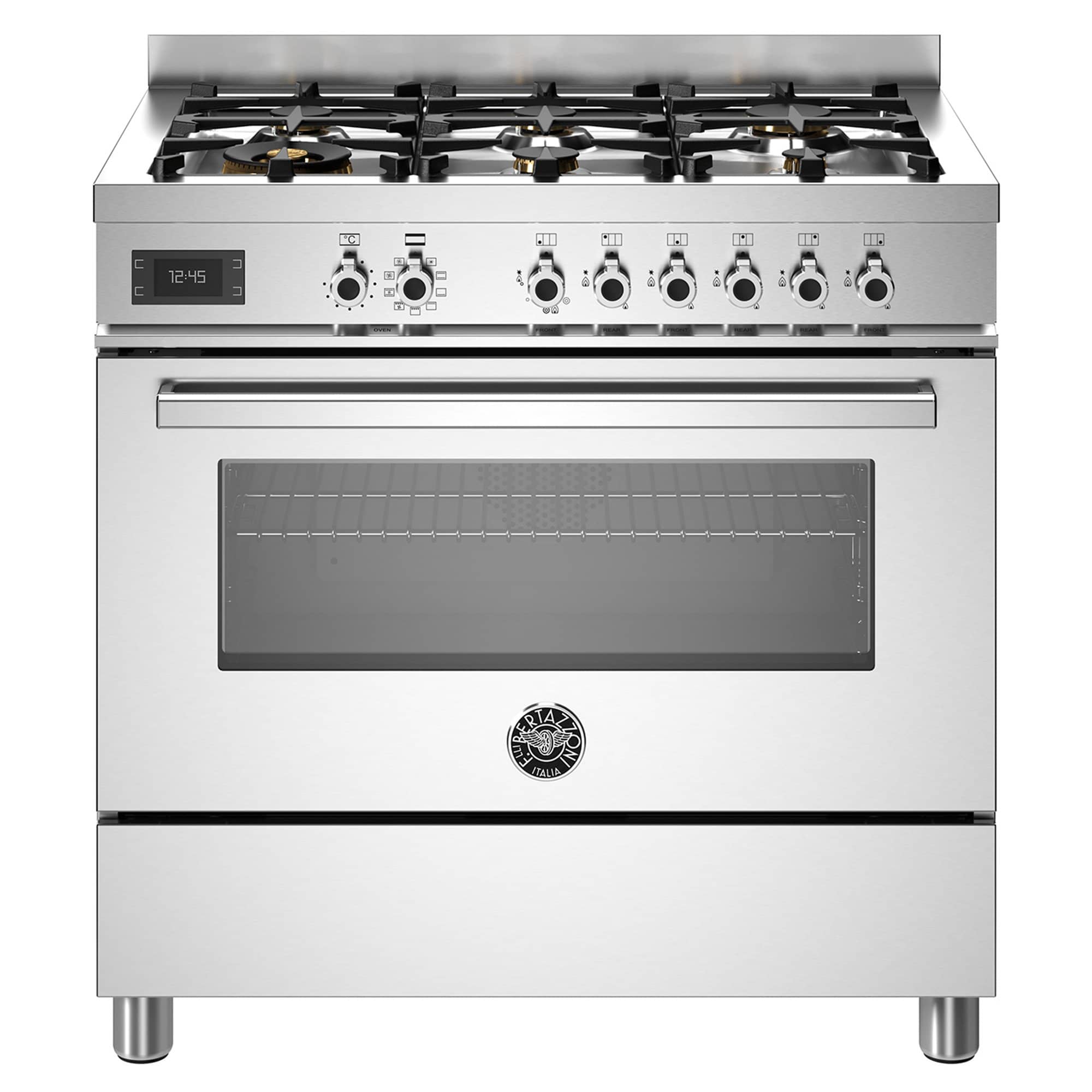 PRO96L1EXT Professional gaskomfur med ovn, 90 cm, rustfrit stål