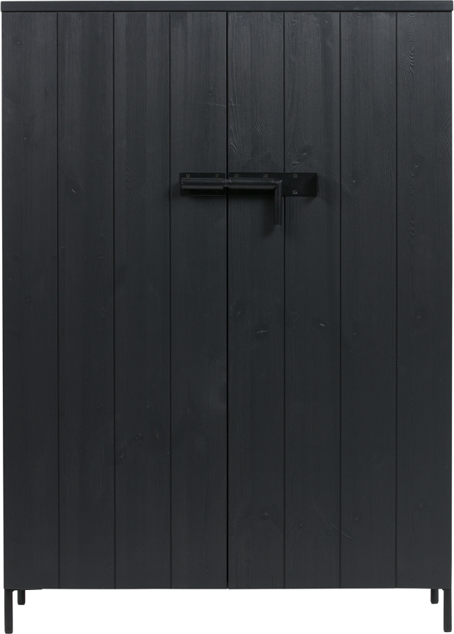 Bruut, 2-dørs skab, sort, H140,5x41,5x100 cm, fyrretræ