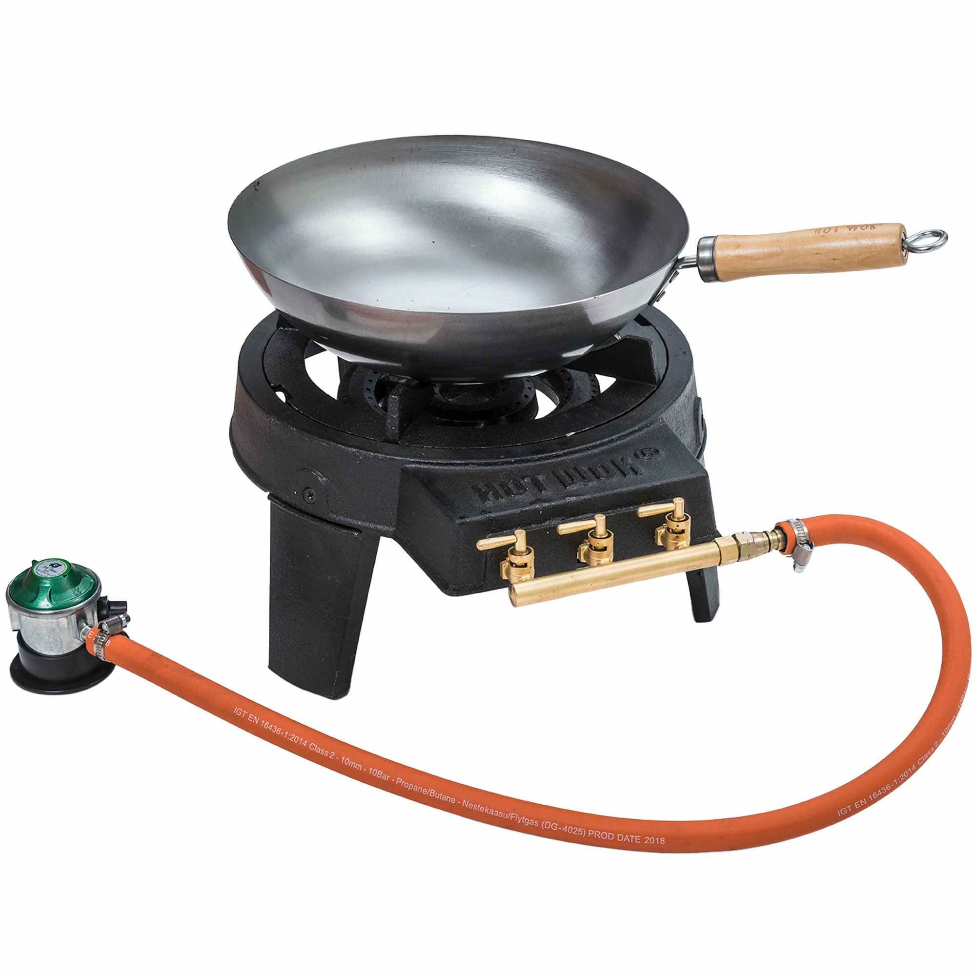 Gasbrænder 12 kW inkl. regulator og wok
