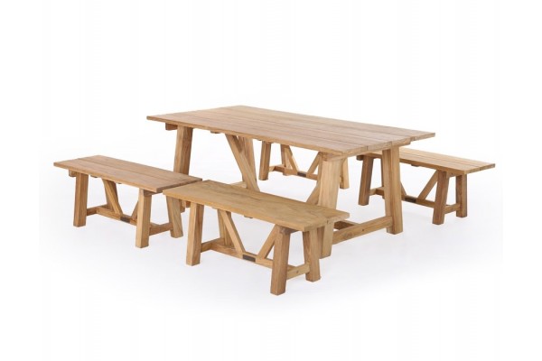 Hercules 246 Teak - Sæt m/4 bænke