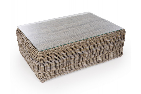 Kubu Sofabord m/glasplade - Naturrattan
