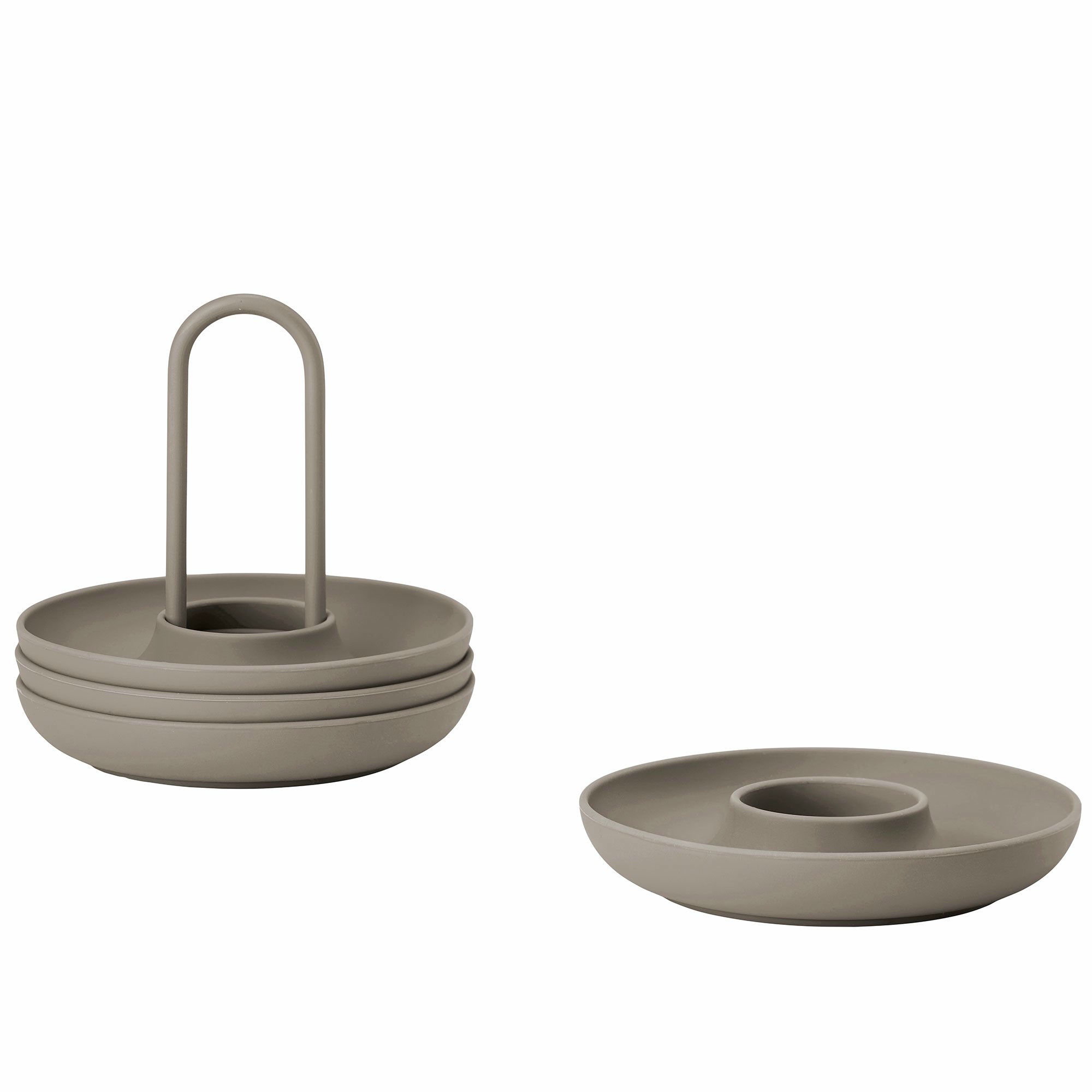Æggebæger med holder, taupe, 4 stk.
