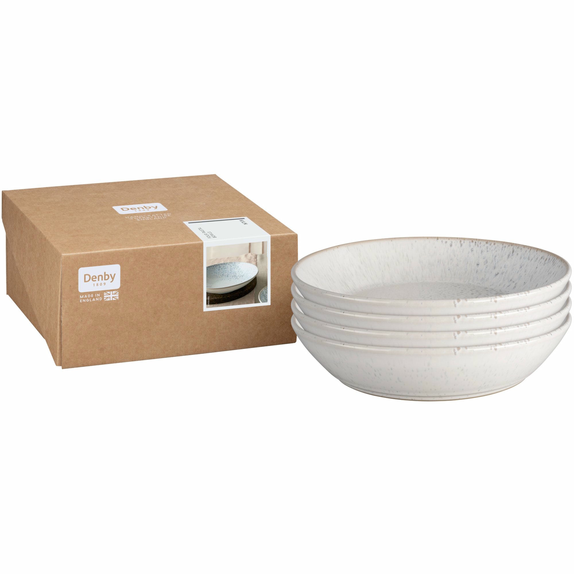 Kiln pastatallerkener, 22 cm, 4-pak, hvid/grå