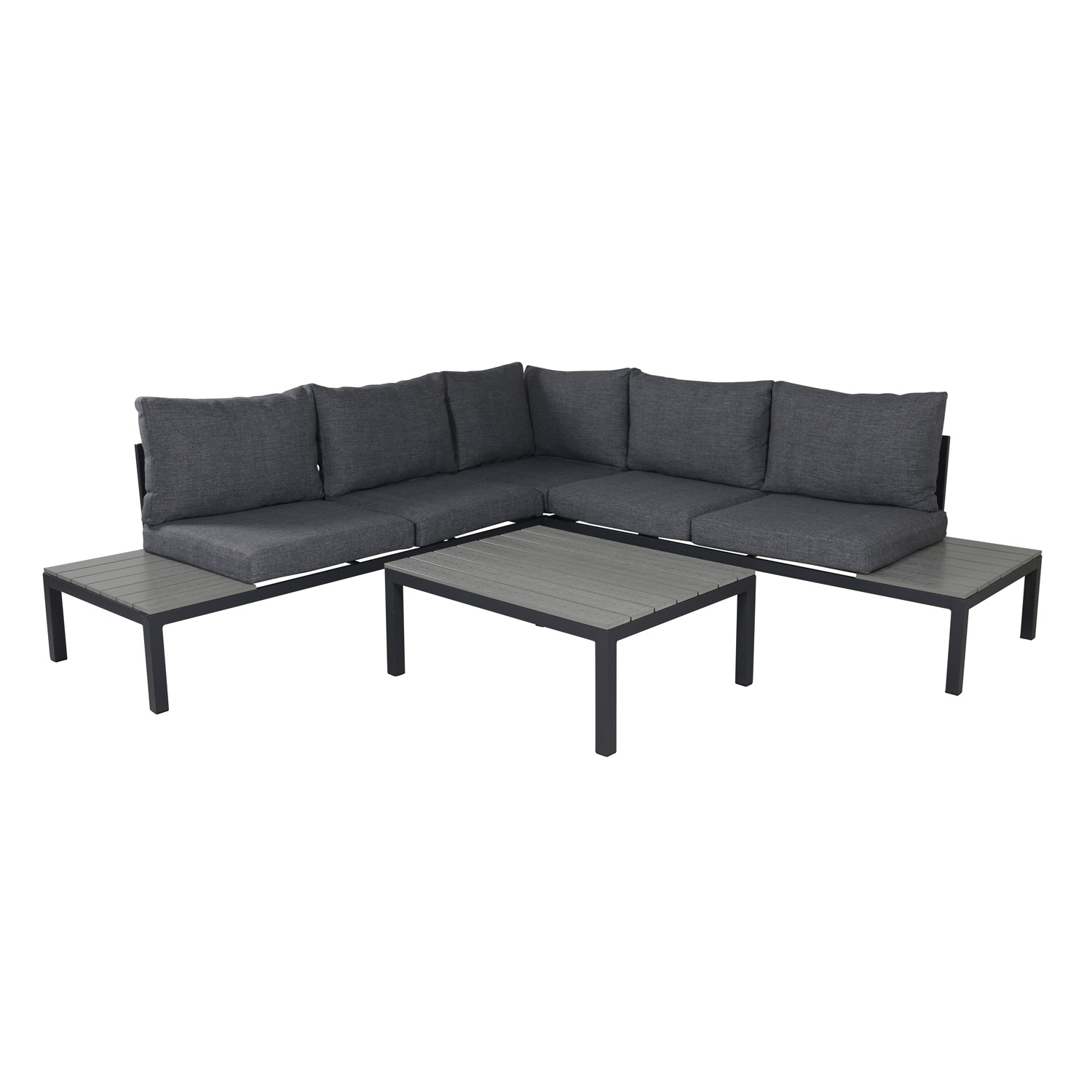 VENTURE DESIGN Odense sofasæt - grå hynder, grå aintwood og sort aluminium