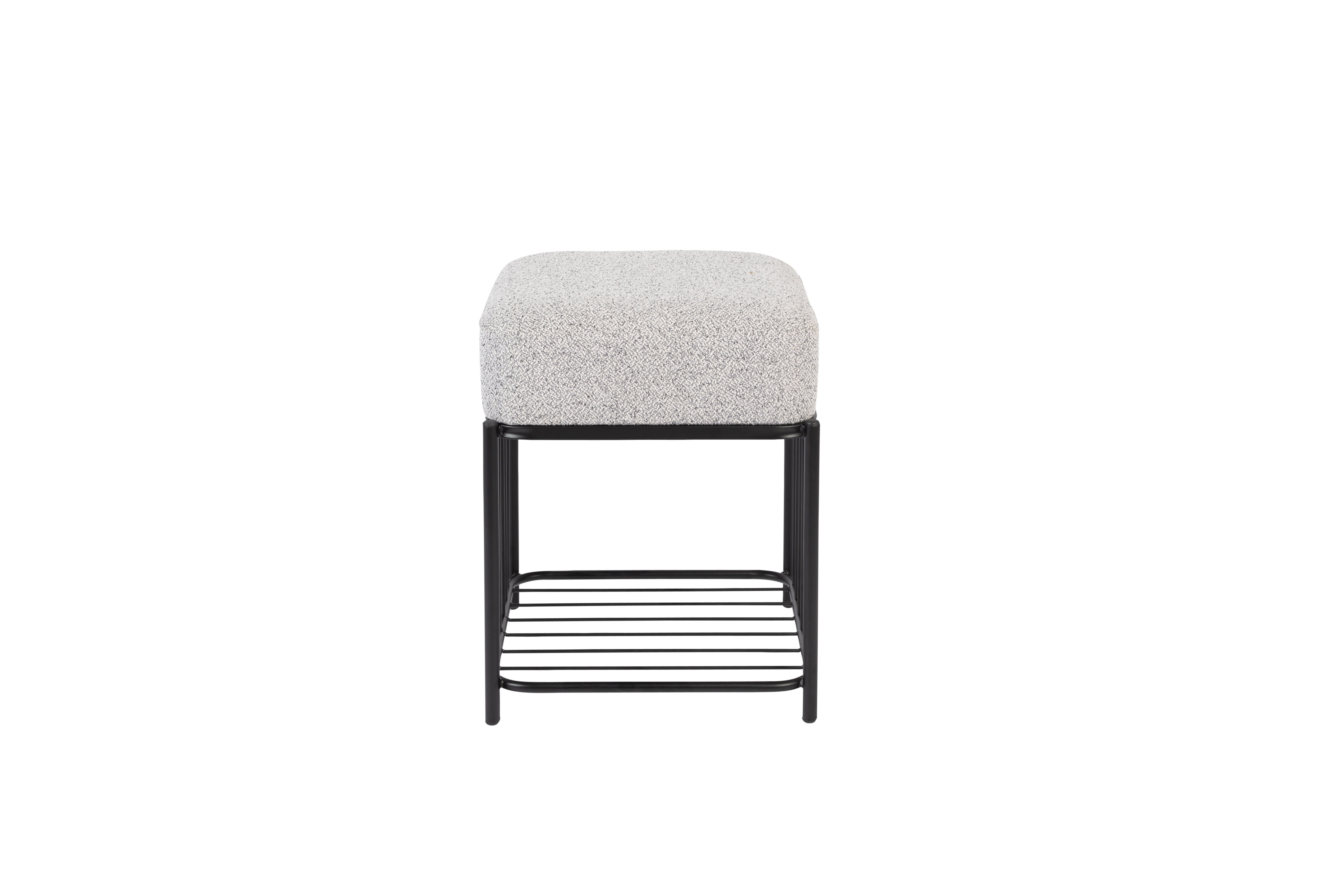 WHITE LABEL LIVING Milou skammel, m. hylde - grå polyester og jern (35x35)