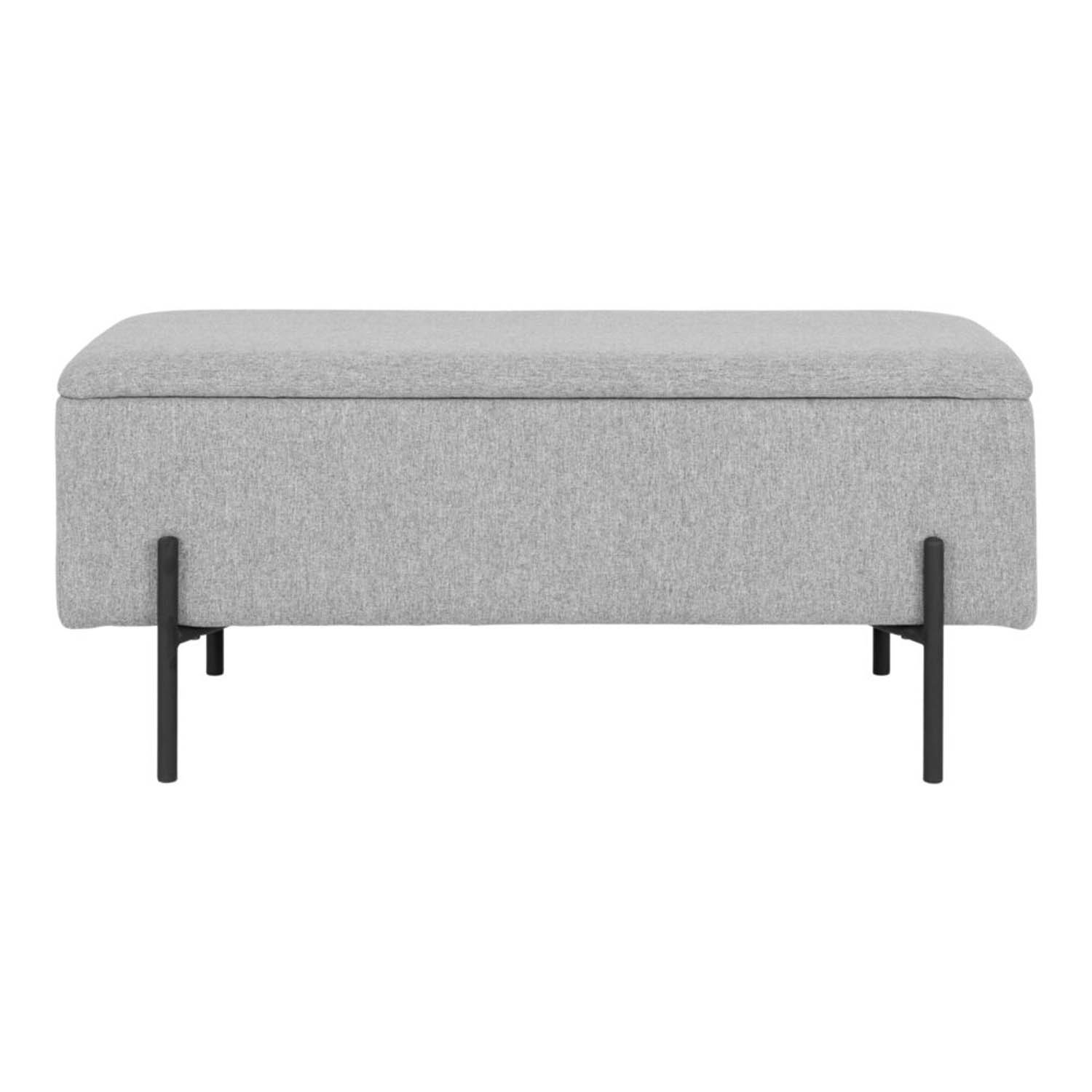 HOUSE NORDIC Watford bænk, m. opbevaring - lysegrå polyester og metal (95x37)
