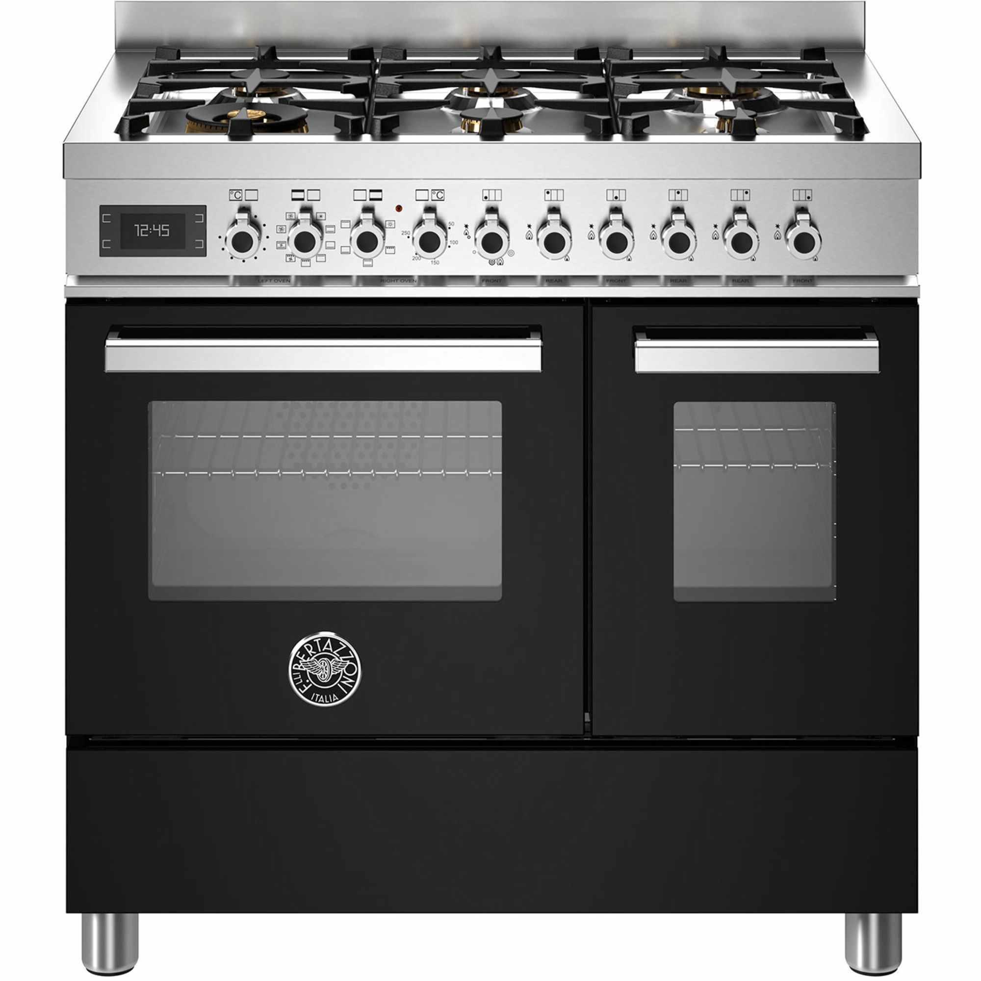 PRO96L2ENET Professional gaskomfur med dobbeltovn, 90 cm, sort