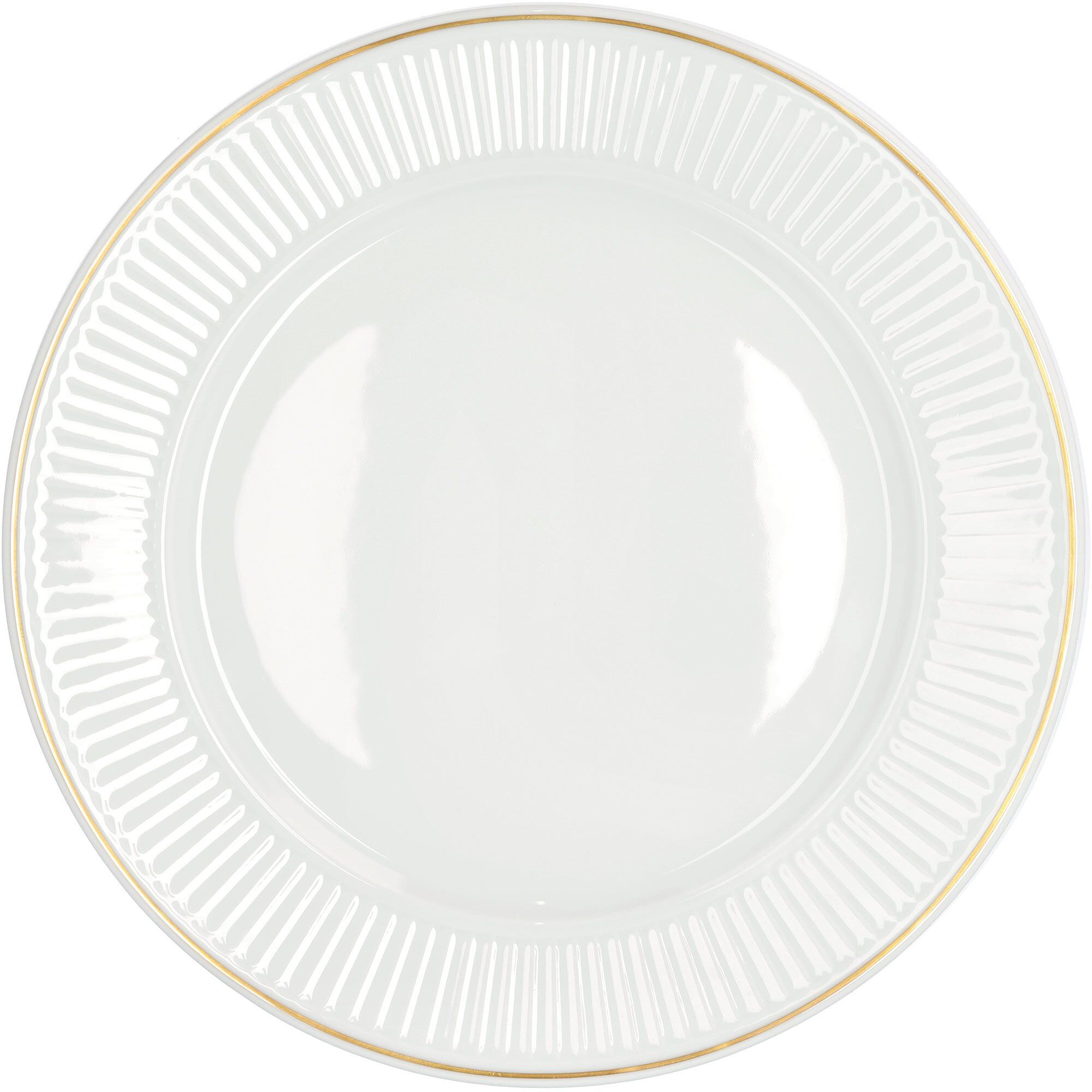 Plissé tallerken 22 cm, hvid/guld
