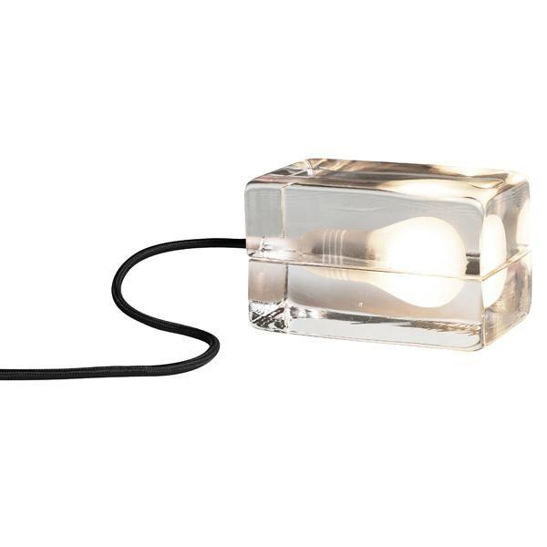 Design House Stockholm Block Lamp Bordlampe Klart Glas Sort Ledning
