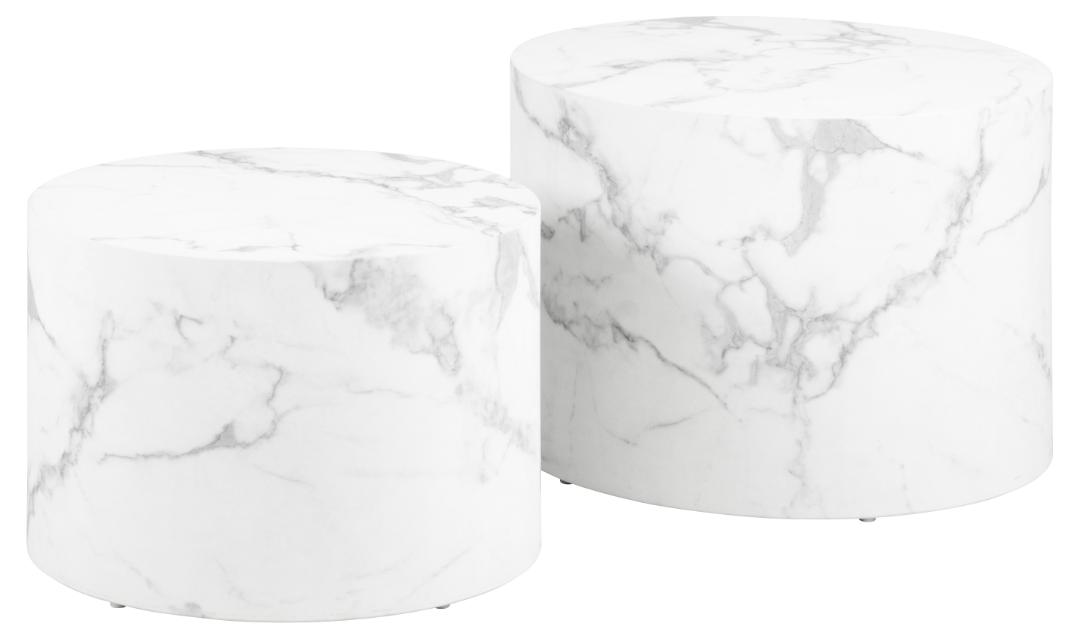 ACT NORDIC Dice sofabord, rund - hvid marmor Carrara ru papir (Ø58) (sæt med 2)