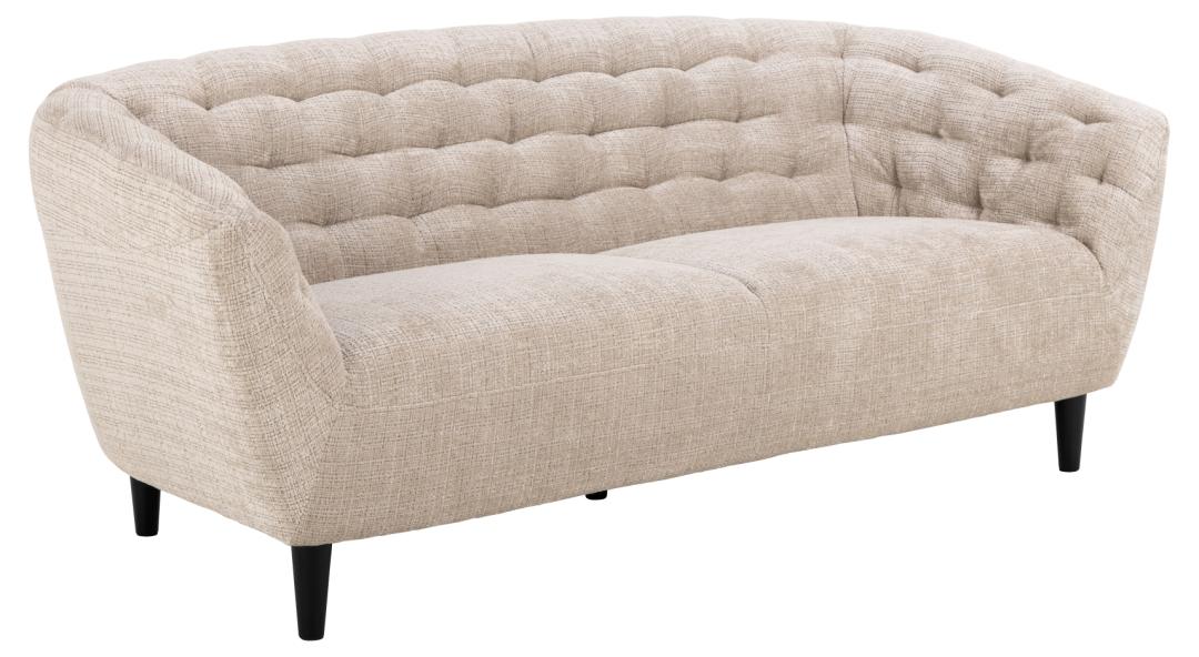 ACT NORDIC Ria 3 pers. sofa, m. indsyninger - beige stof og sort gummitræ