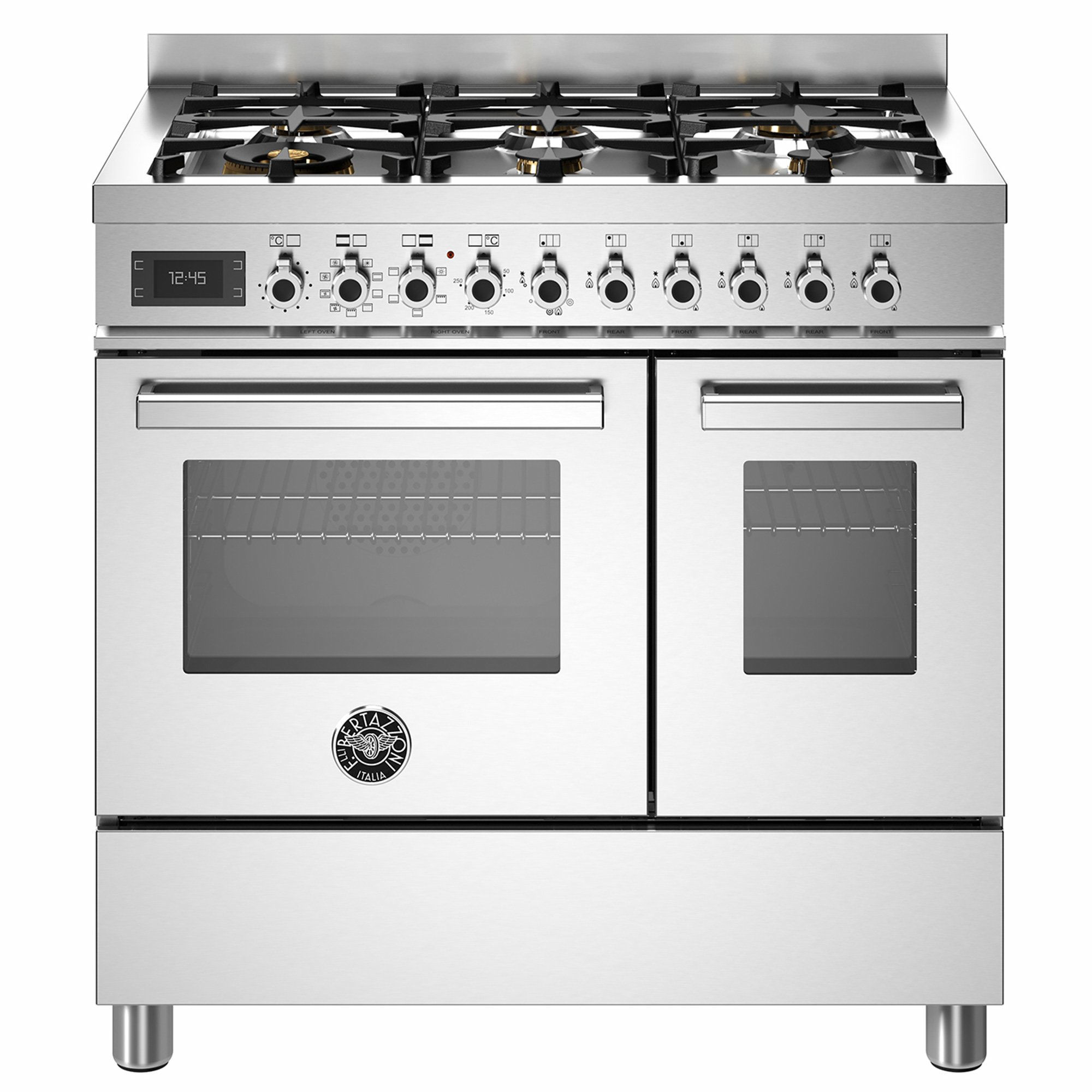 PRO96L2EXT Professional gaskomfur med dobbeltovn, 90 cm, rustfrit stål